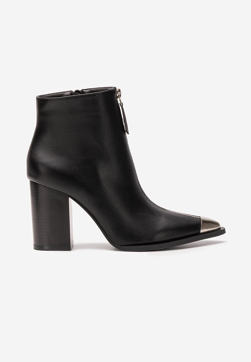 Černé kotníkové boty na podpatku Penia