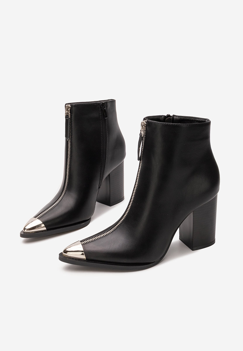Černé kotníkové boty na podpatku Penia