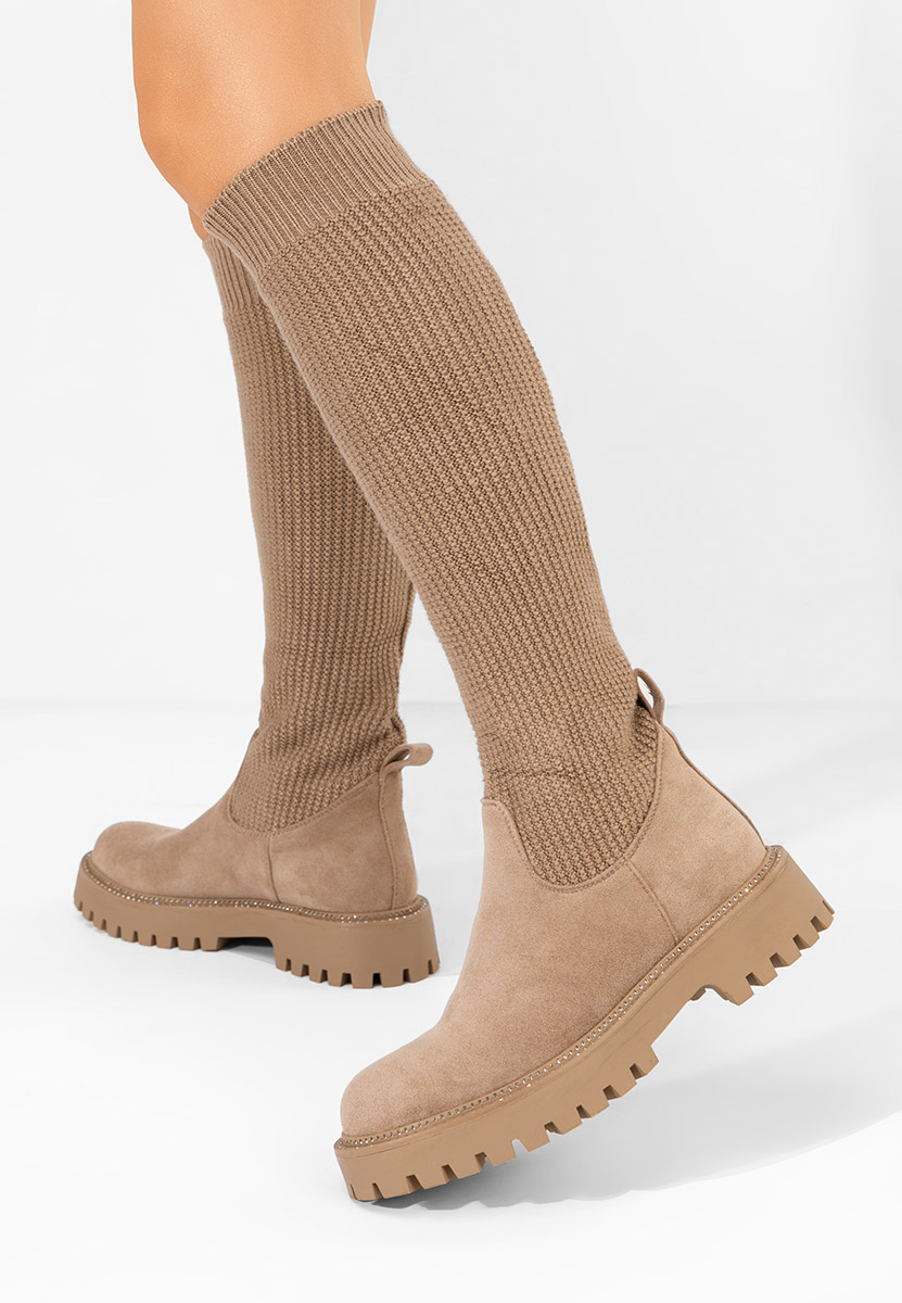 Khaki dámské ponožkové kozačky Zorina V2