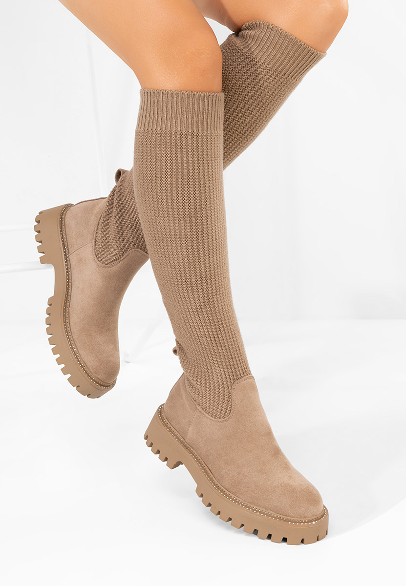 Khaki dámské ponožkové kozačky Zorina V2