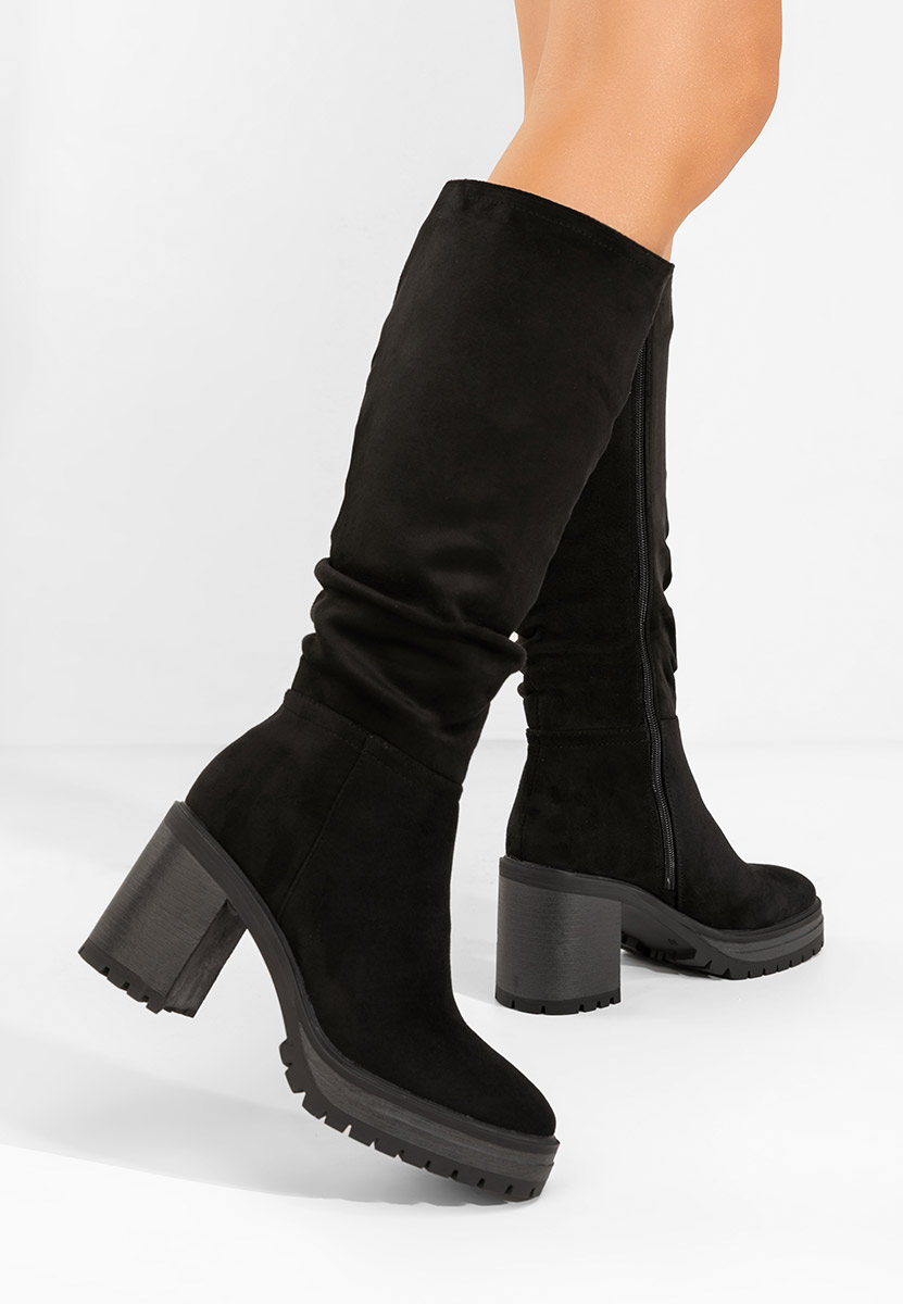 Černé kozačky na podpatku Darrina