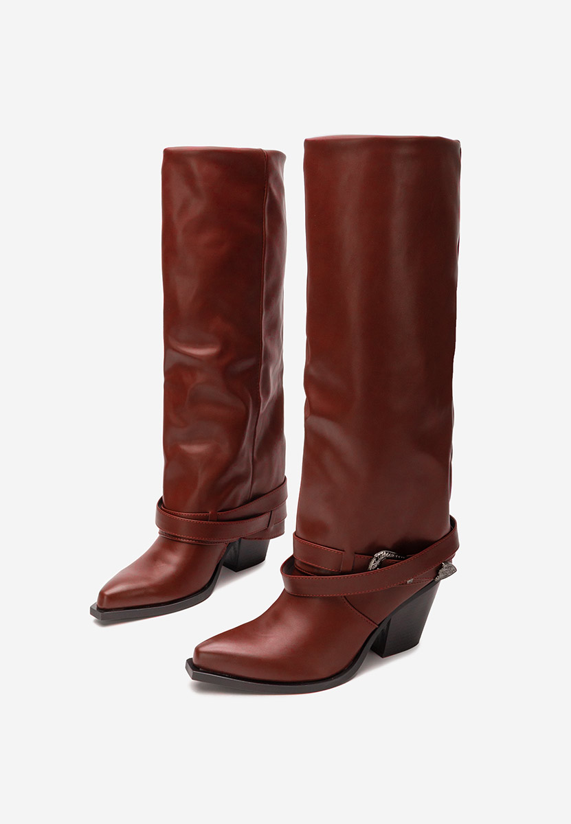  kozačky na podpatku Bretia bordo