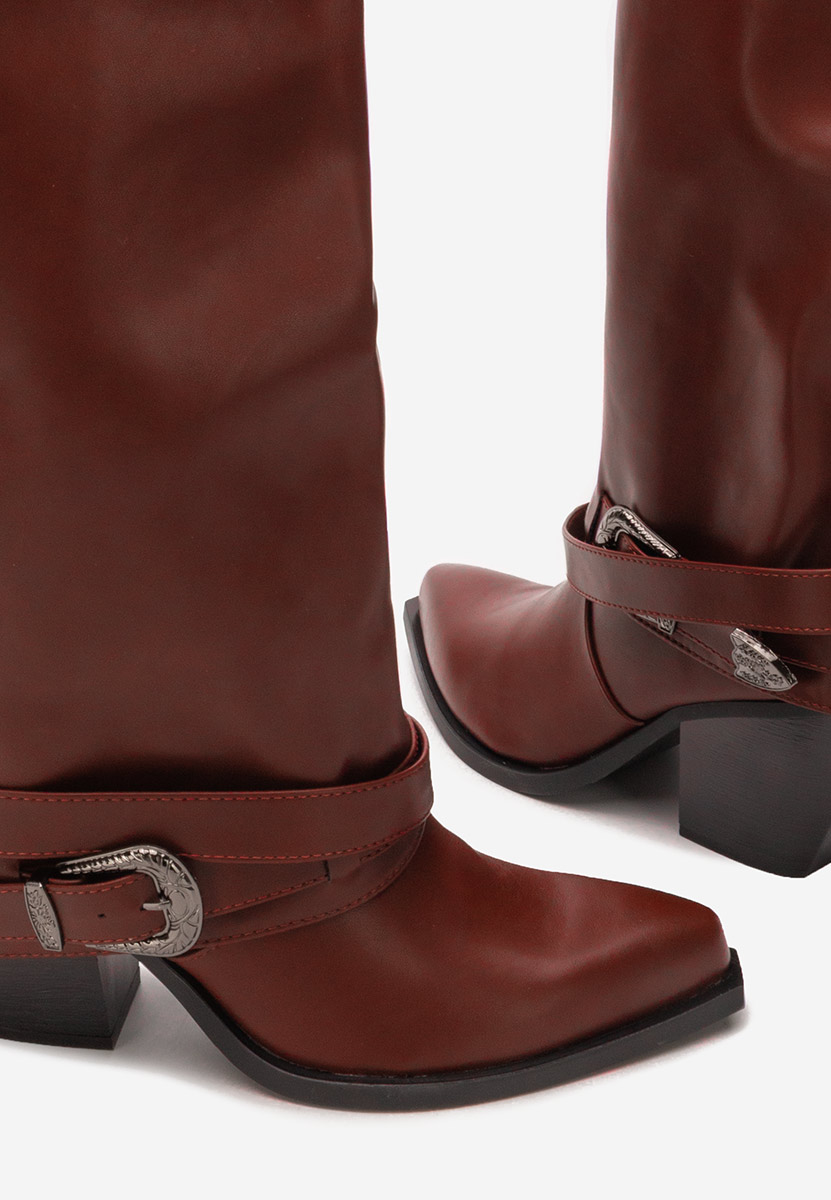  kozačky na podpatku Bretia bordo