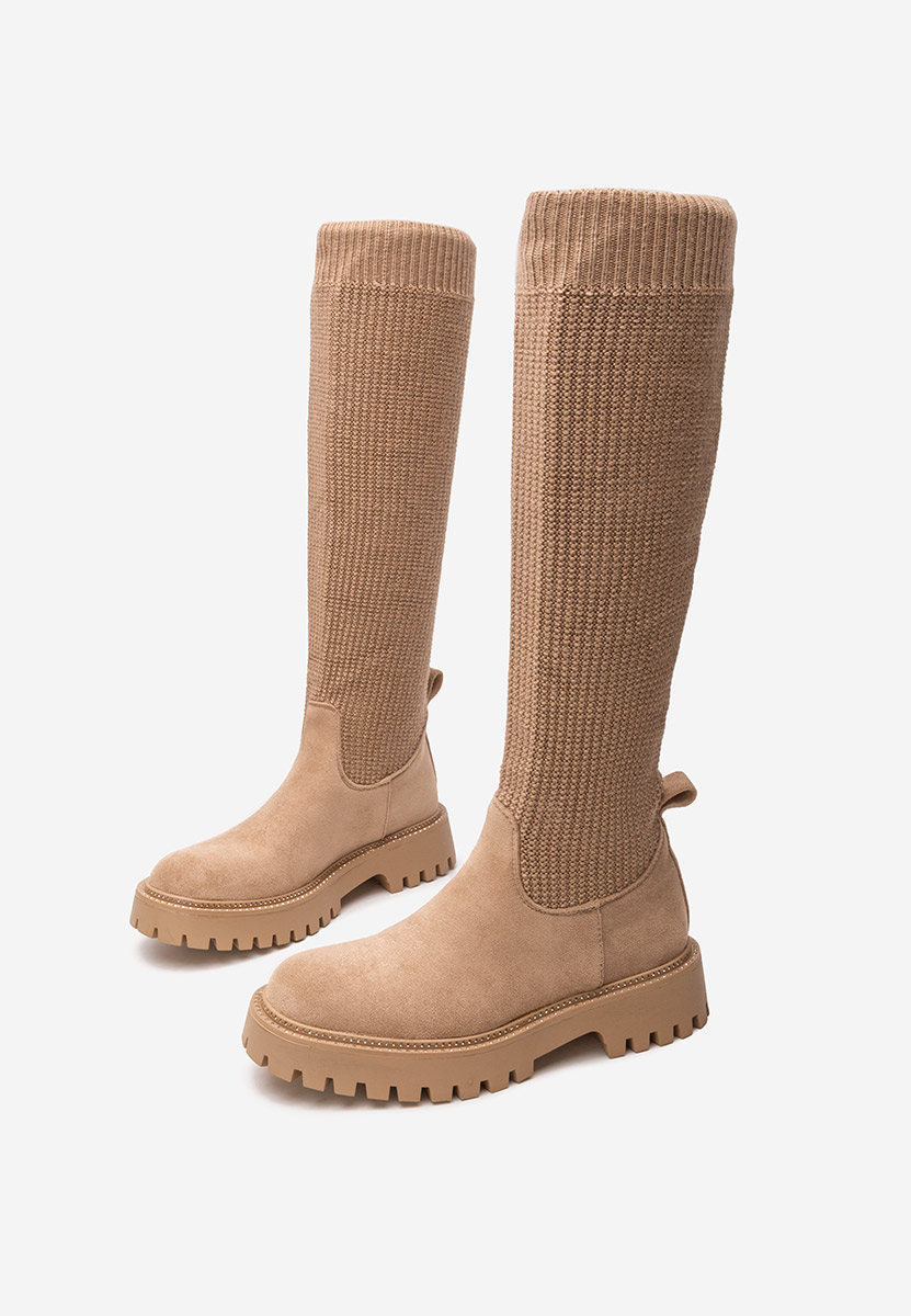 Khaki dámské ponožkové kozačky Zorina V2