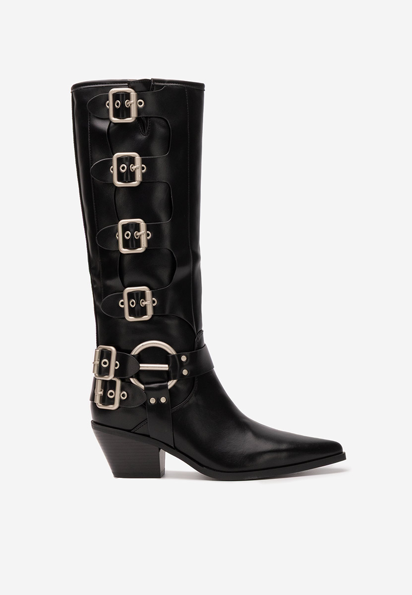 Černé kozačky na podpatku Laoise