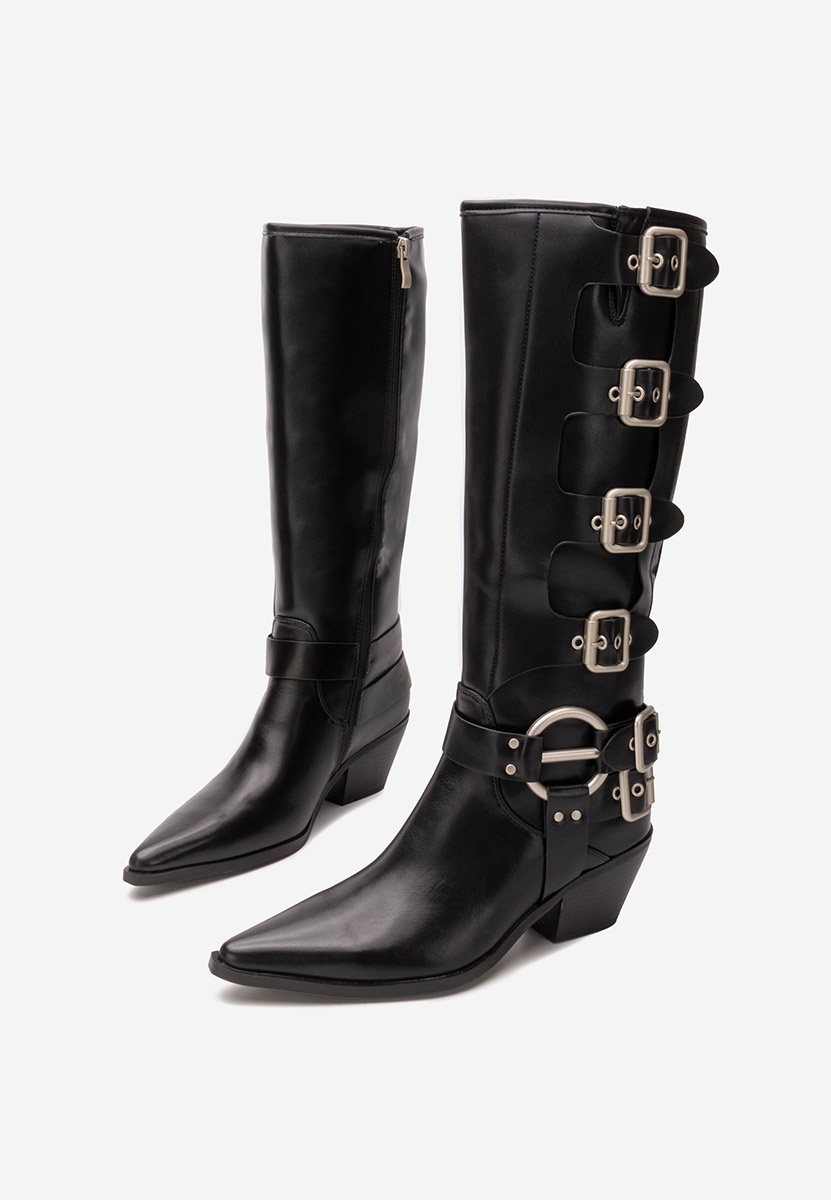 Černé kozačky na podpatku Laoise