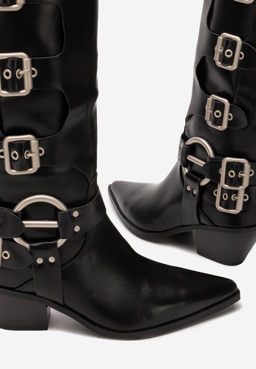 Černé kozačky na podpatku Laoise