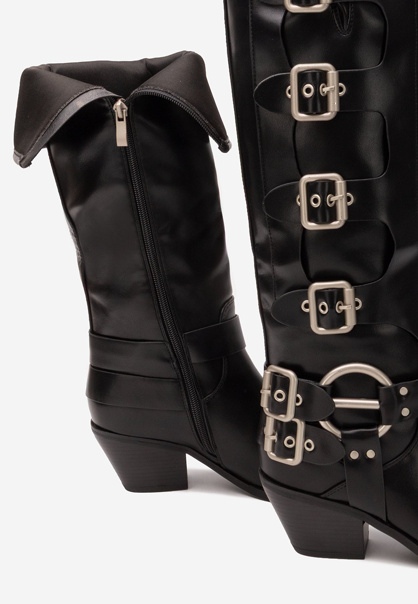 Černé kozačky na podpatku Laoise