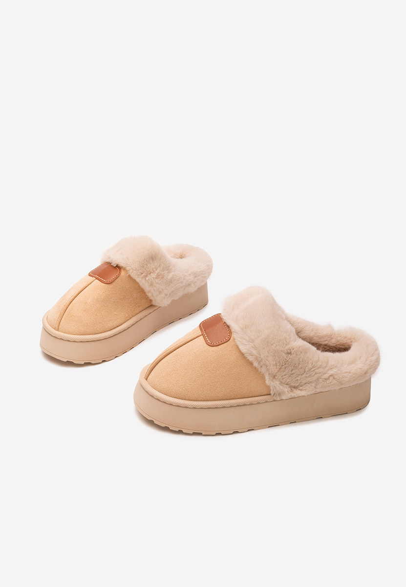 Béžové domácí pantofle Flufina