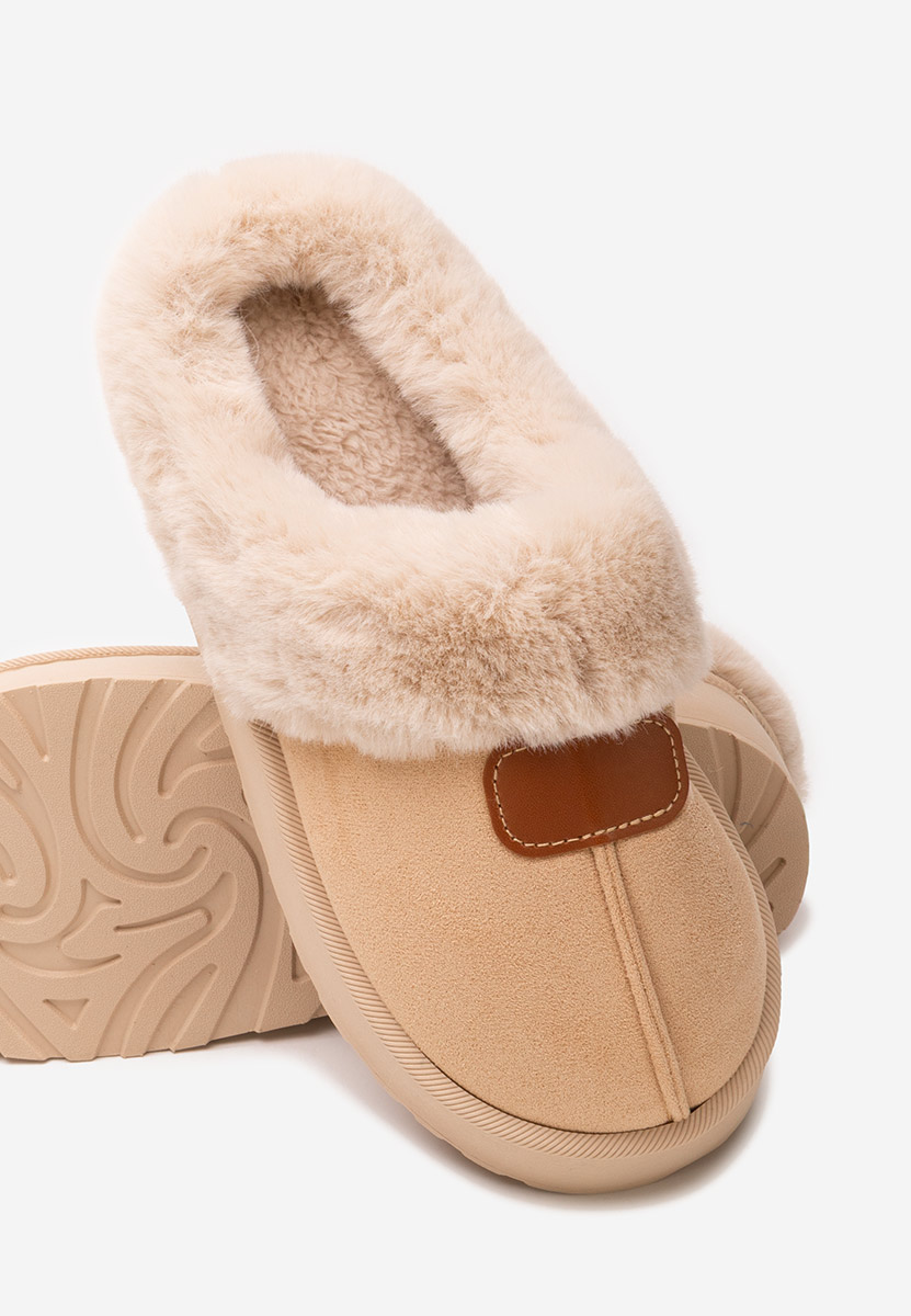 Béžové domácí pantofle Flufina