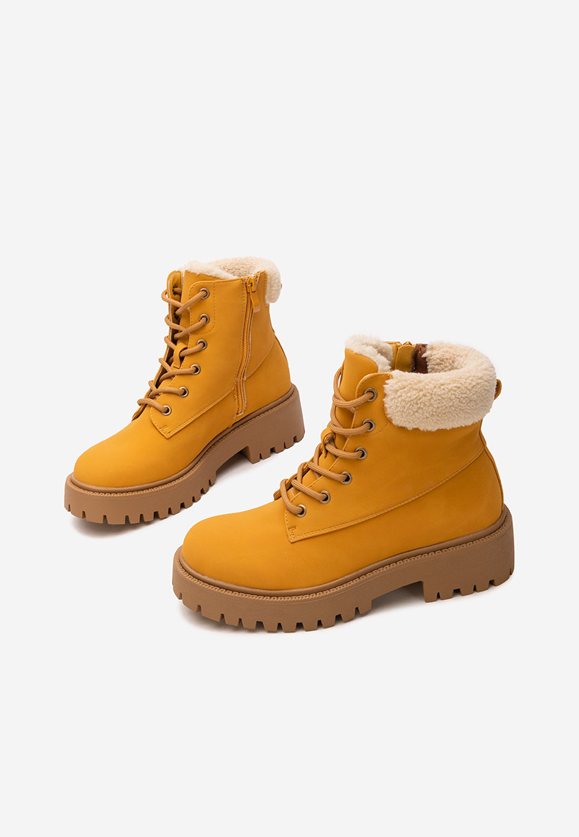 Žlutá šněrovací kotníkové boty Pavira Žlutá šněrovací kotníkové boty Pavira