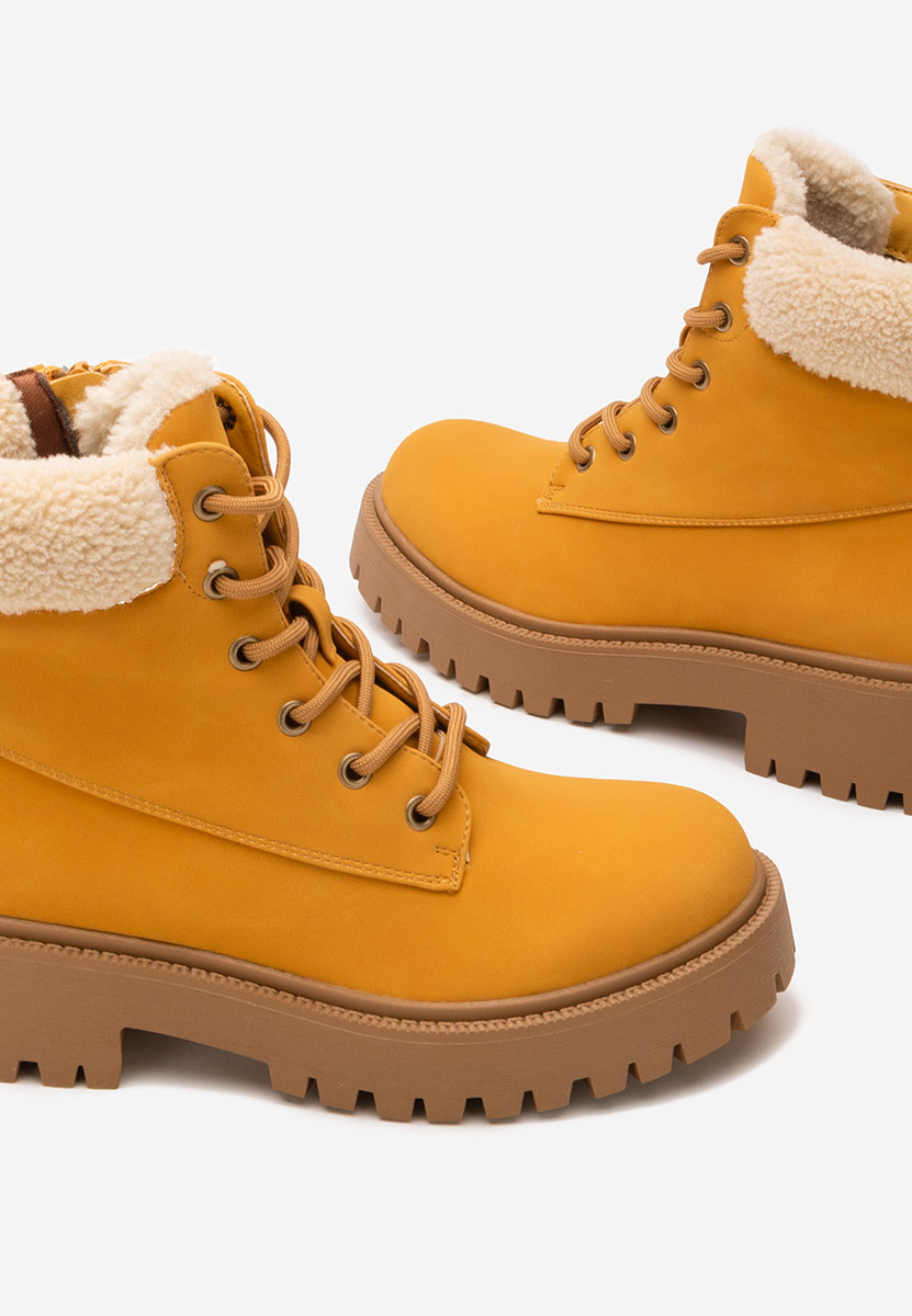 Žlutá šněrovací kotníkové boty Pavira Žlutá šněrovací kotníkové boty Pavira