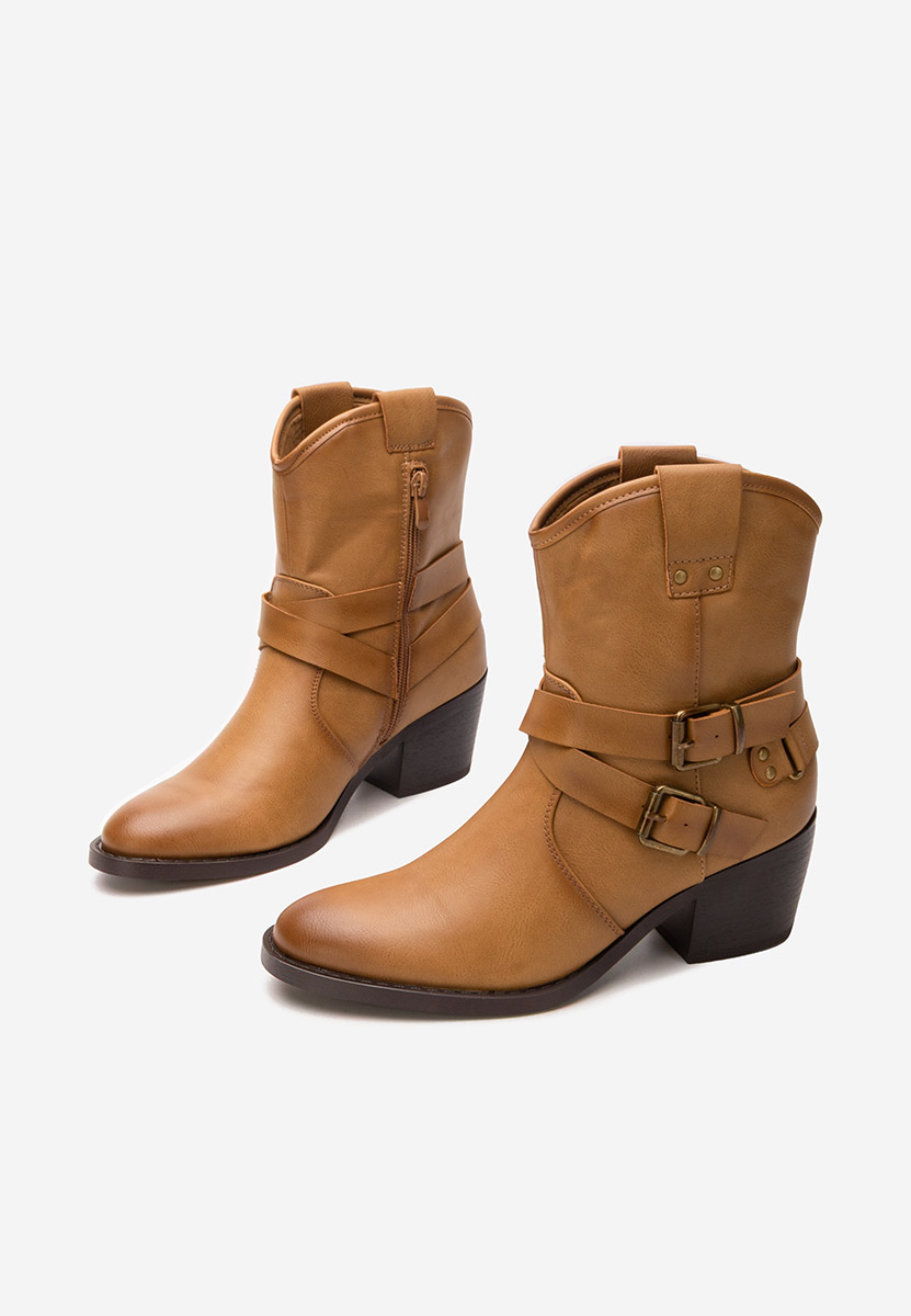 Khaki kotníkové boty cowboy Lestery