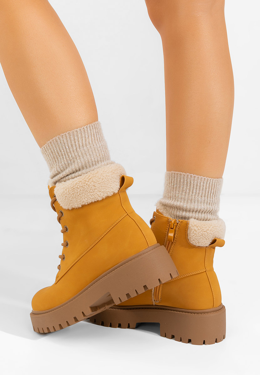 Žlutá šněrovací kotníkové boty Pavira Žlutá šněrovací kotníkové boty Pavira