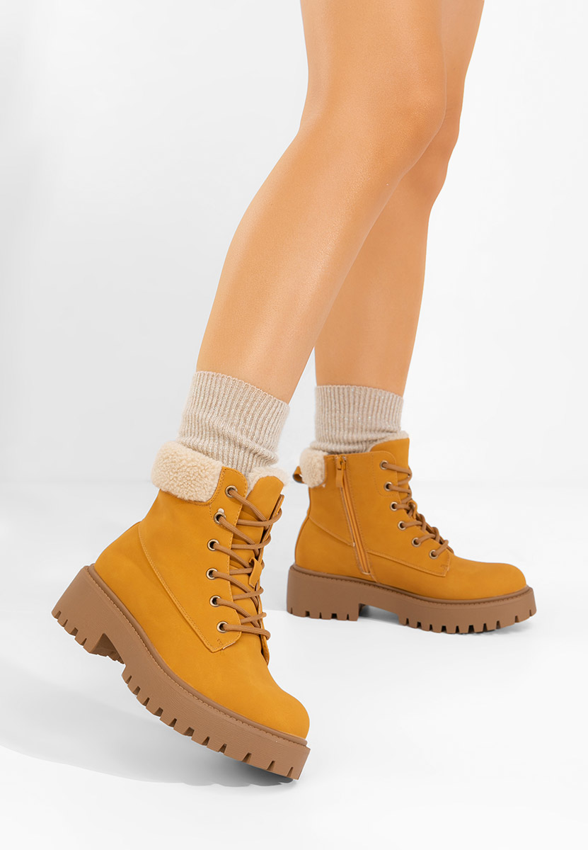 Žlutá šněrovací kotníkové boty Pavira Žlutá šněrovací kotníkové boty Pavira