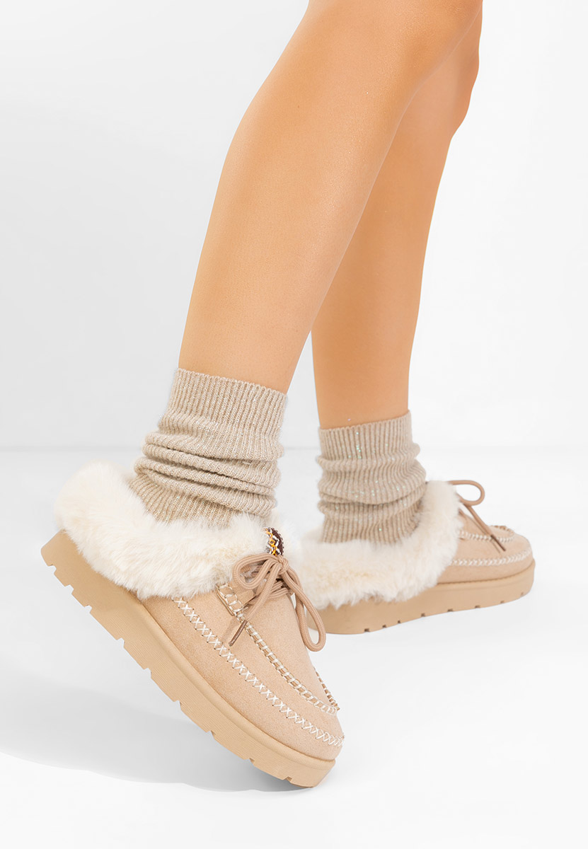 Béžové dámské dřeváky Leainia V2