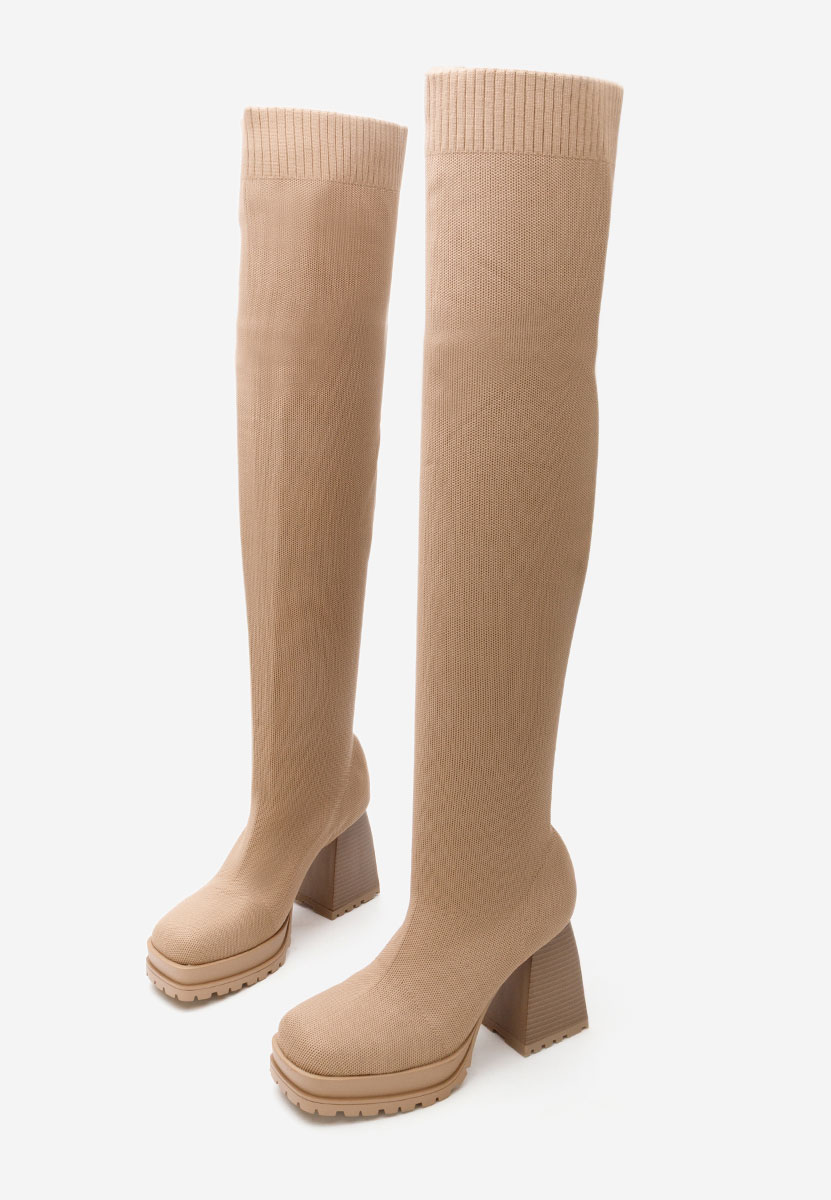 Khaki vysoké kozačky Zalea