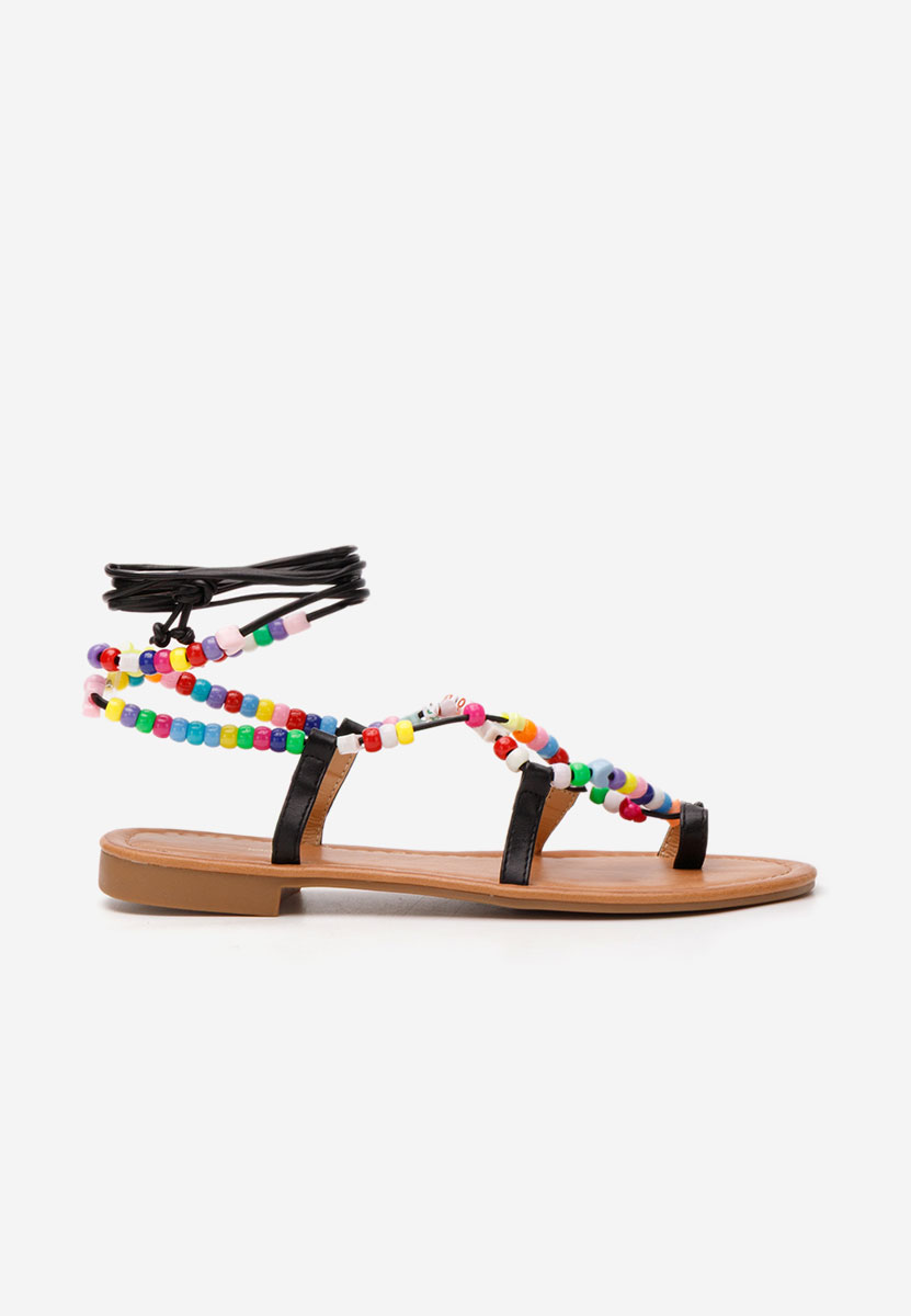 Černé sandály bez podpatku Bertha