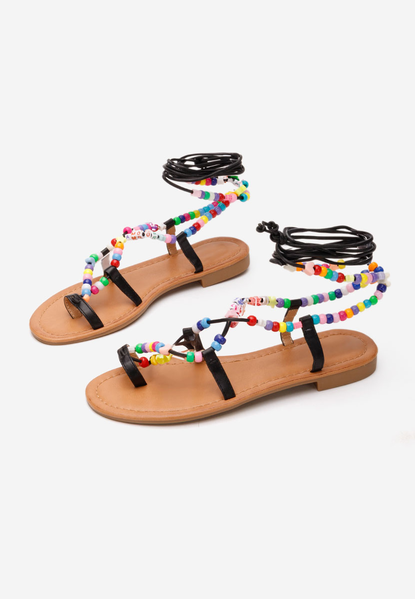 Černé sandály bez podpatku Bertha