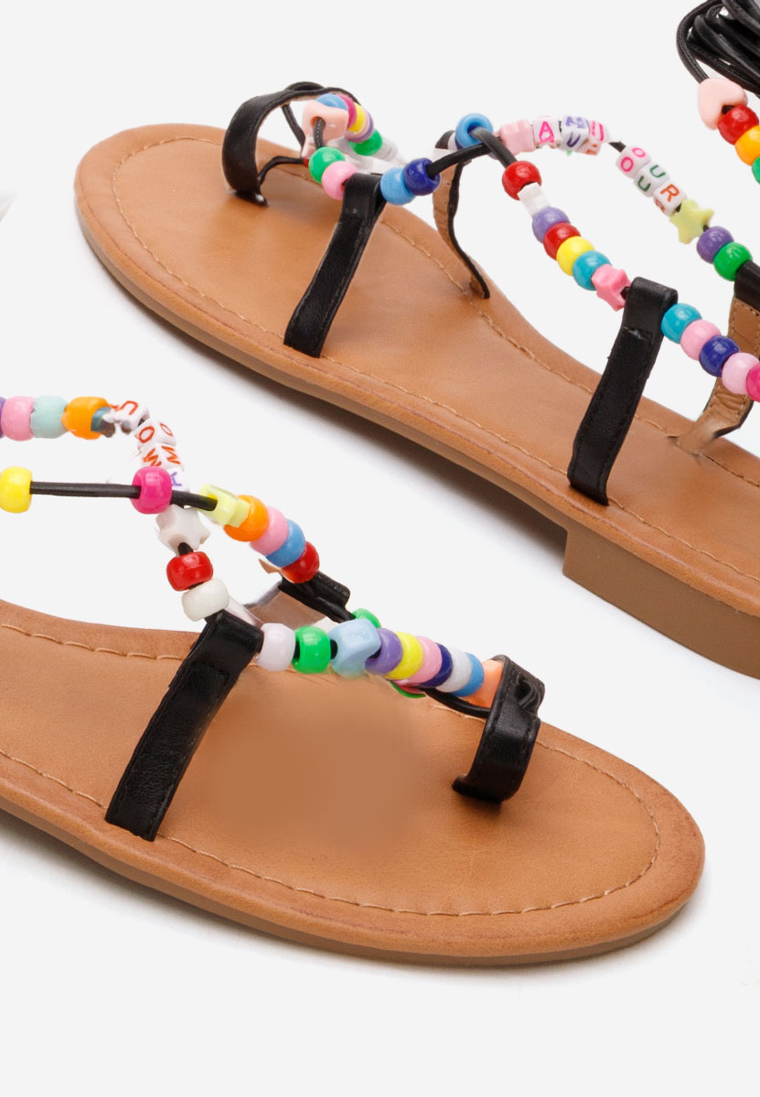 Černé sandály bez podpatku Bertha