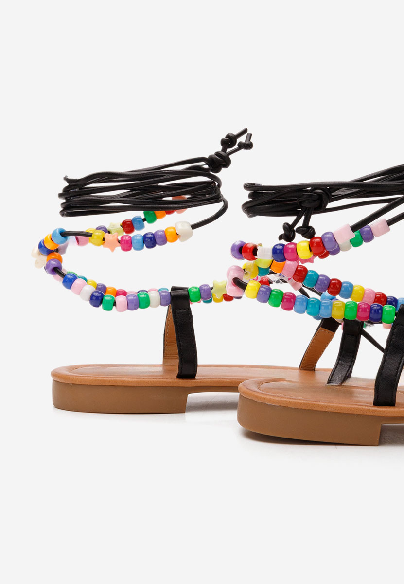 Černé sandály bez podpatku Bertha