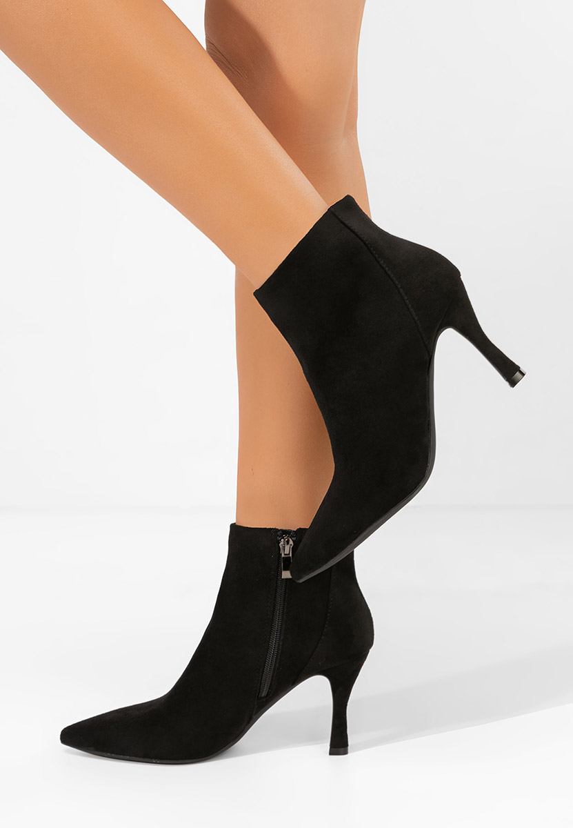 Černé kotníkové boty na vysokém podpatku Jinna