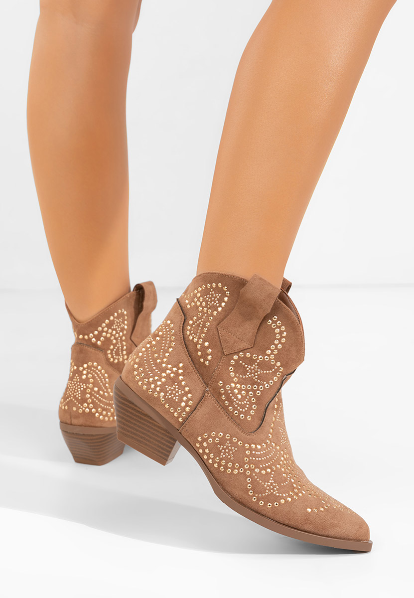 Camelové kotníkové boty cowboy Ninna