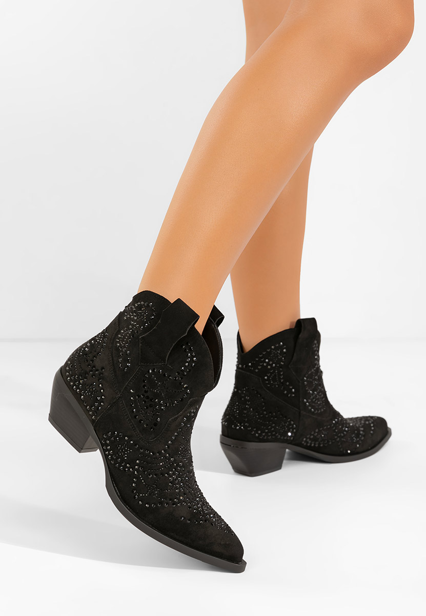 Černé kotníkové boty cowboy Ninna