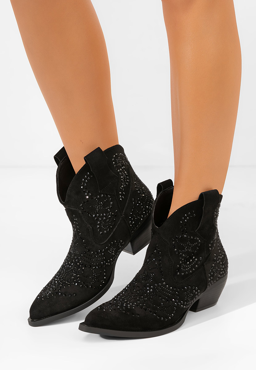 Černé kotníkové boty cowboy Ninna