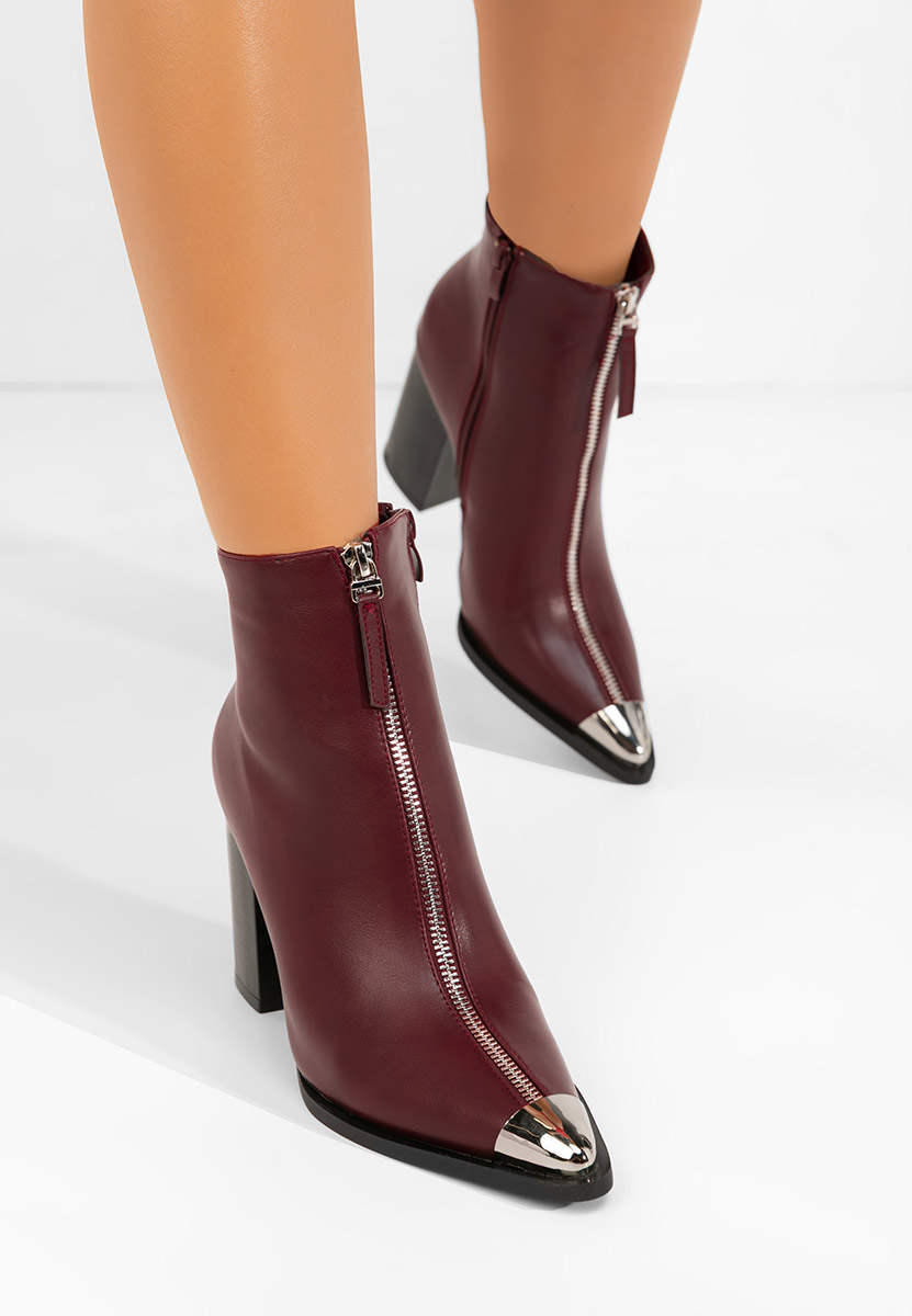 Bordové kotníkové boty na podpatku Penia