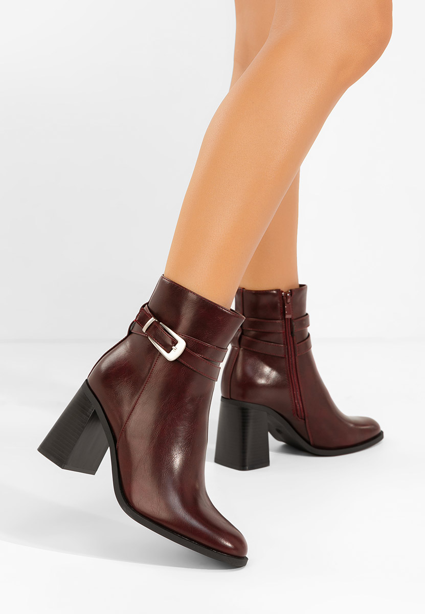 Bordové kotníkové boty na podpatku Reica