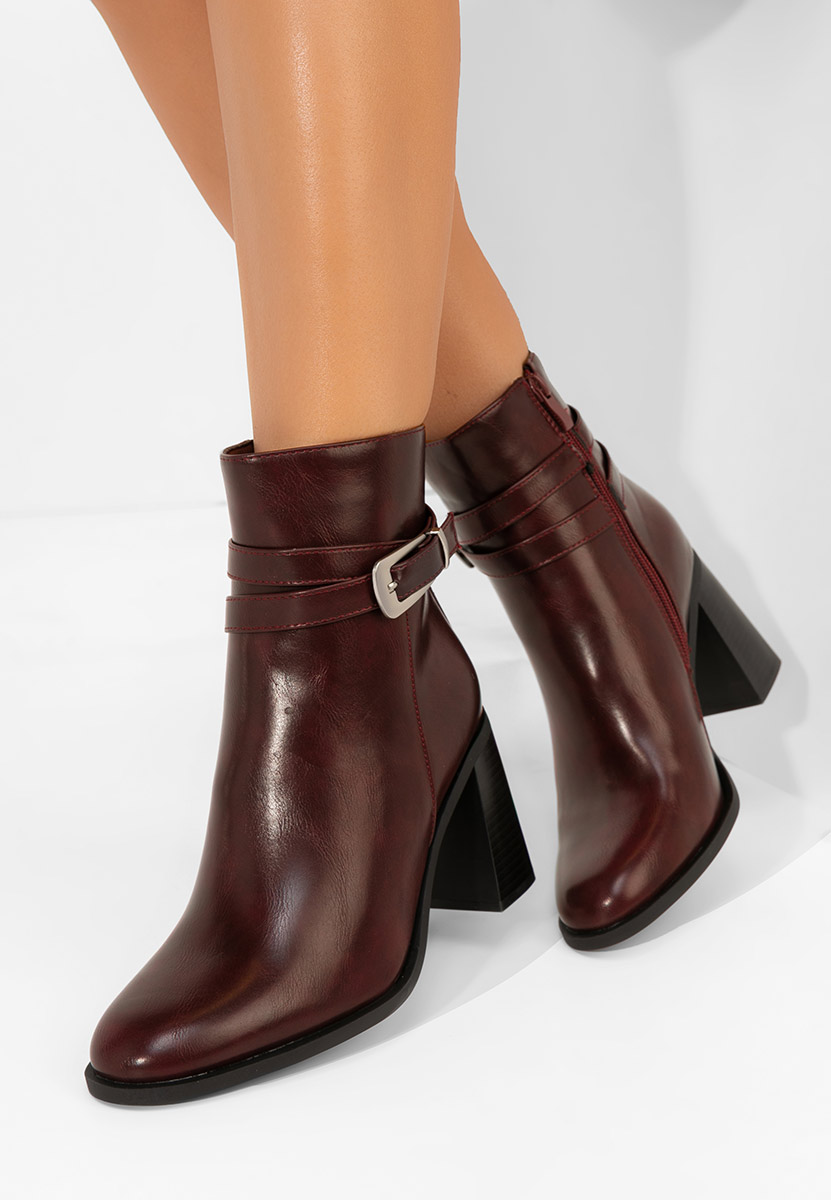 Bordové kotníkové boty na podpatku Reica