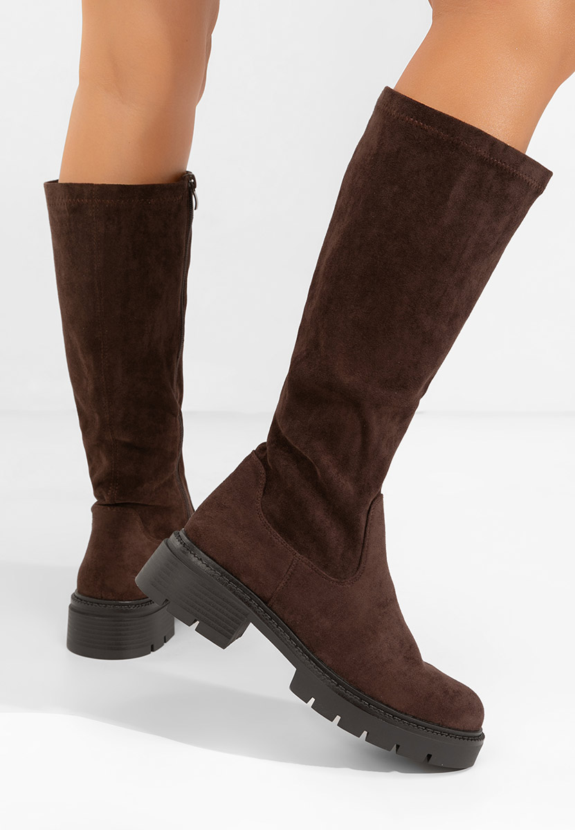 Hnedé dámské kozačky Nicoua