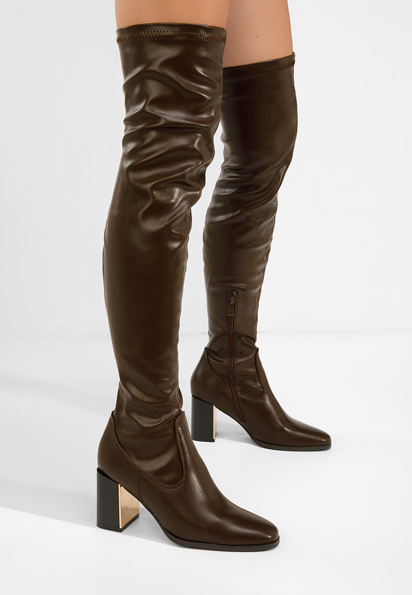 Hnedé kozačky nad koleno Jeanne