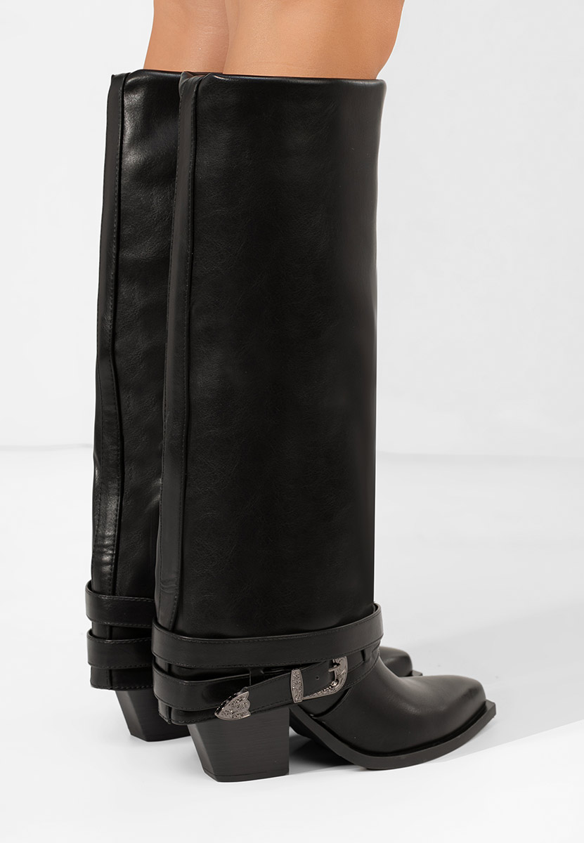 Černá kozačky na podpatku Bretia