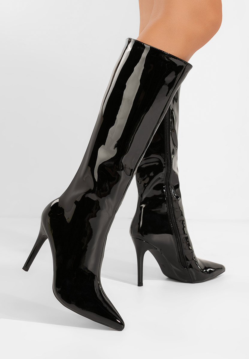 Černé kozačky na jehlovém podpatku Kiva