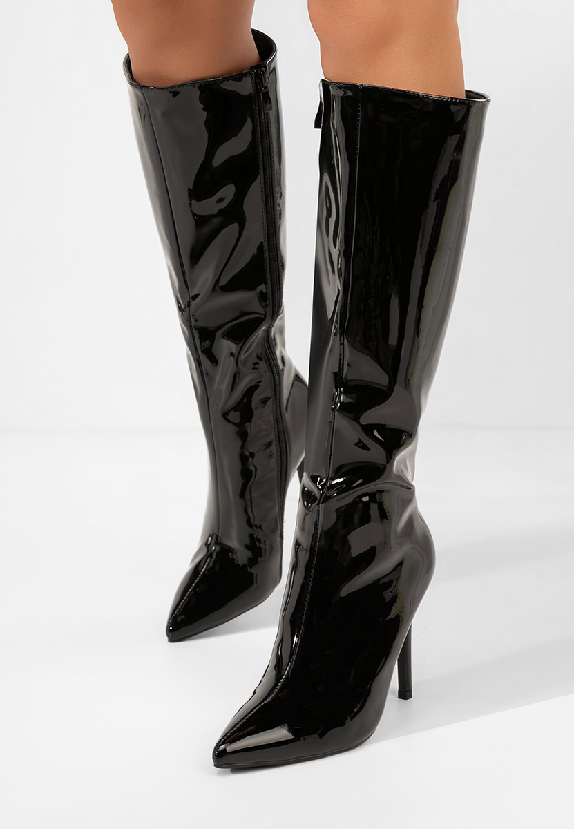 Černé kozačky na jehlovém podpatku Kiva