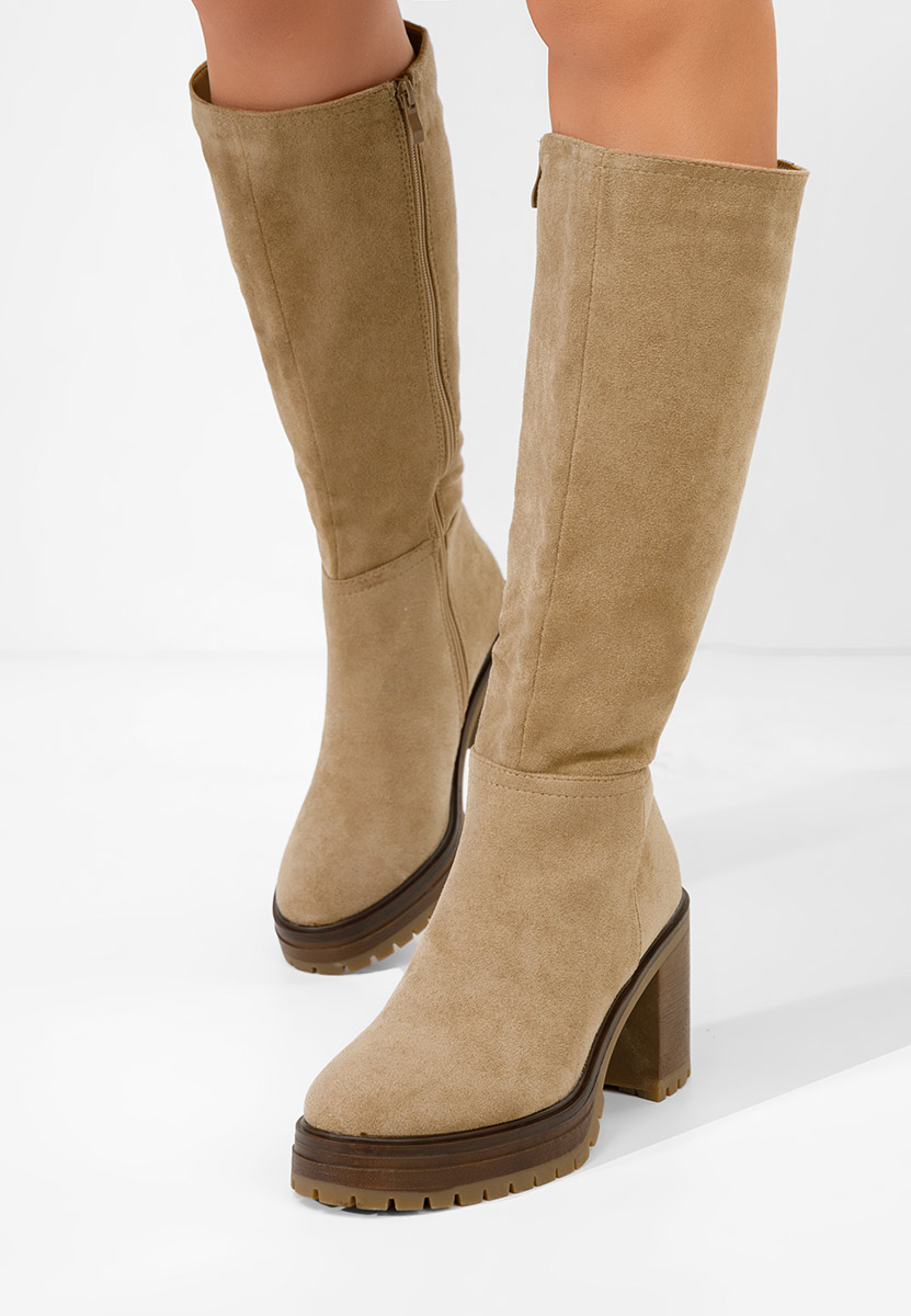 Khaki kozačky na podpatku Darrina V2