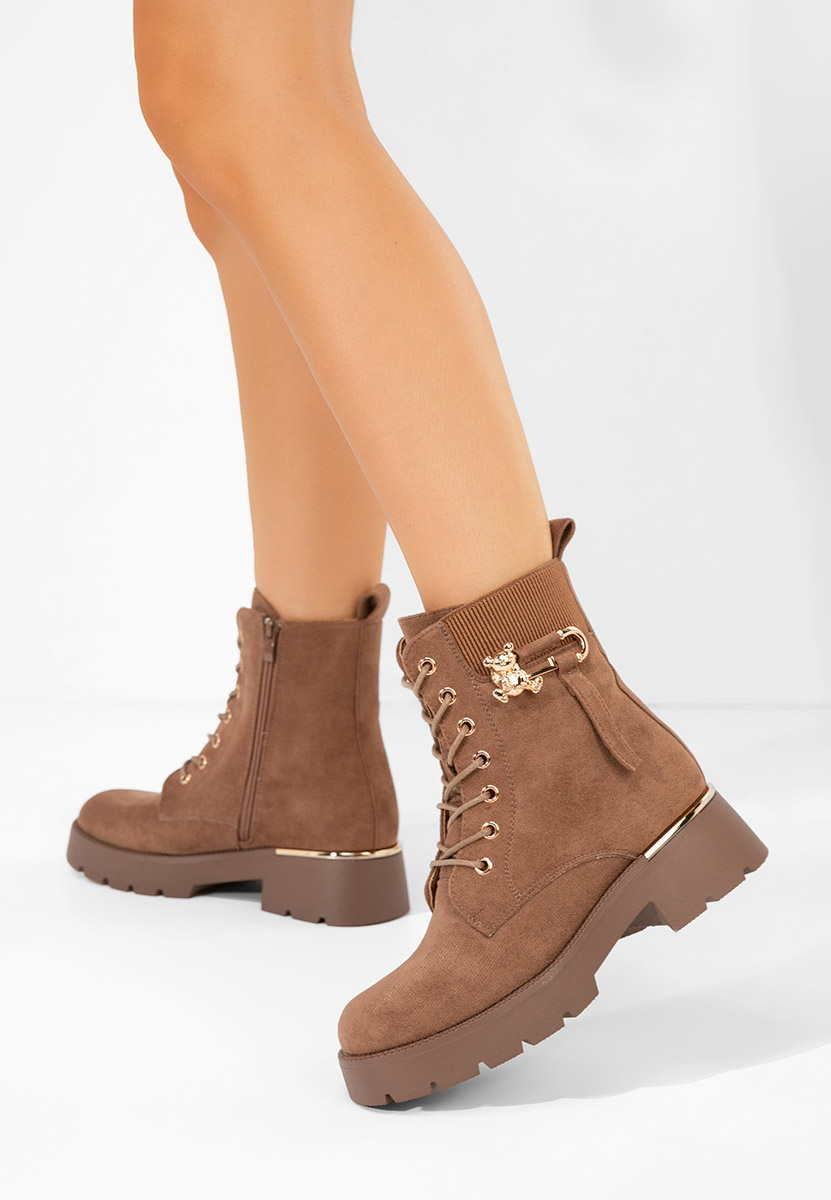 Hnedé šněrovací kotníkové boty Eryn
