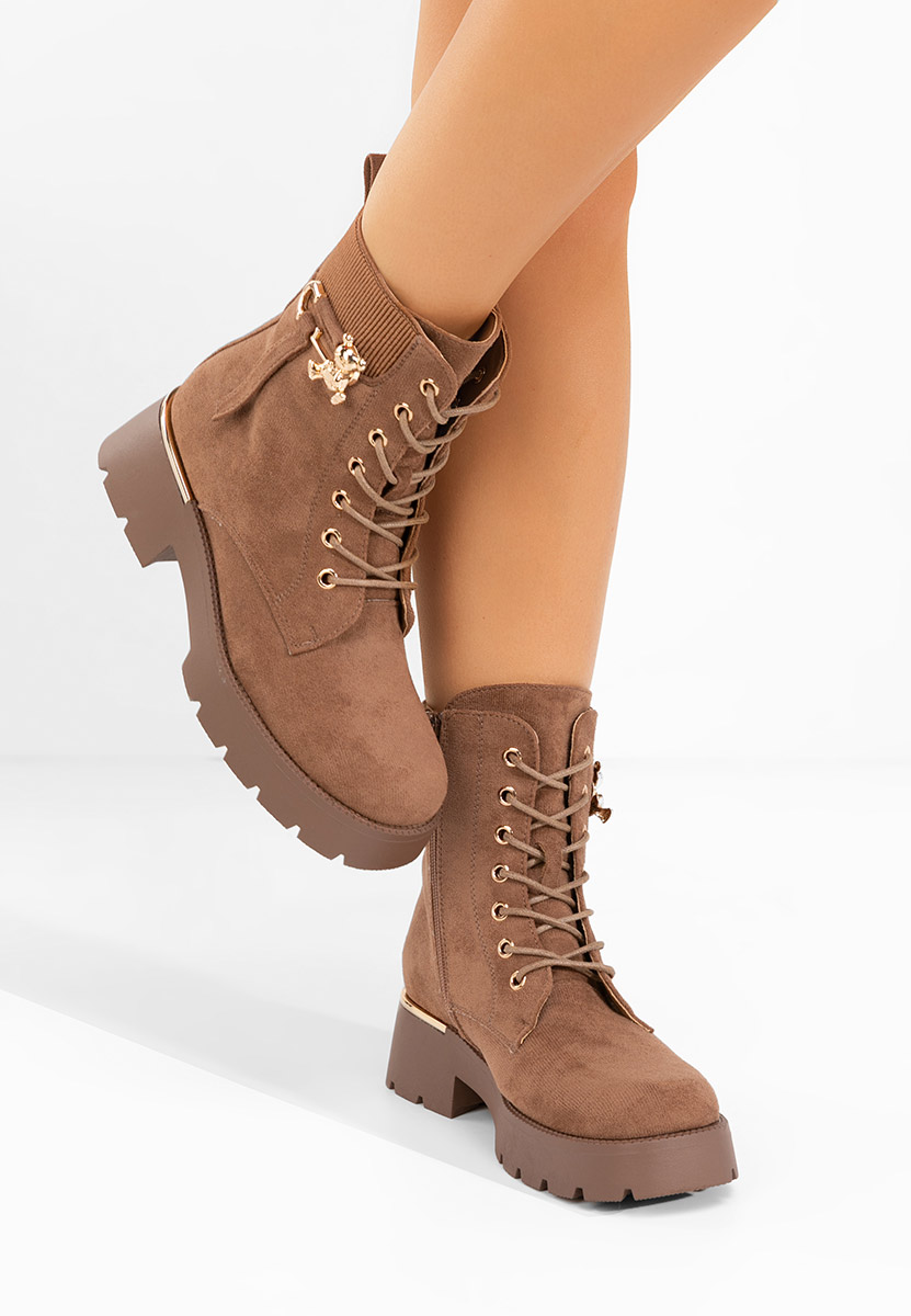 Hnedé šněrovací kotníkové boty Eryn