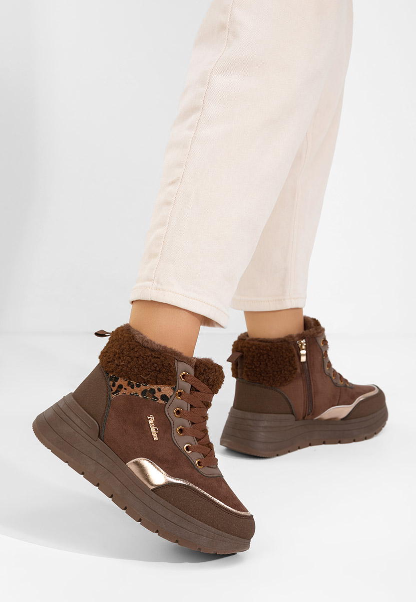 Hnedé zimní tenisky dámské Lisaia