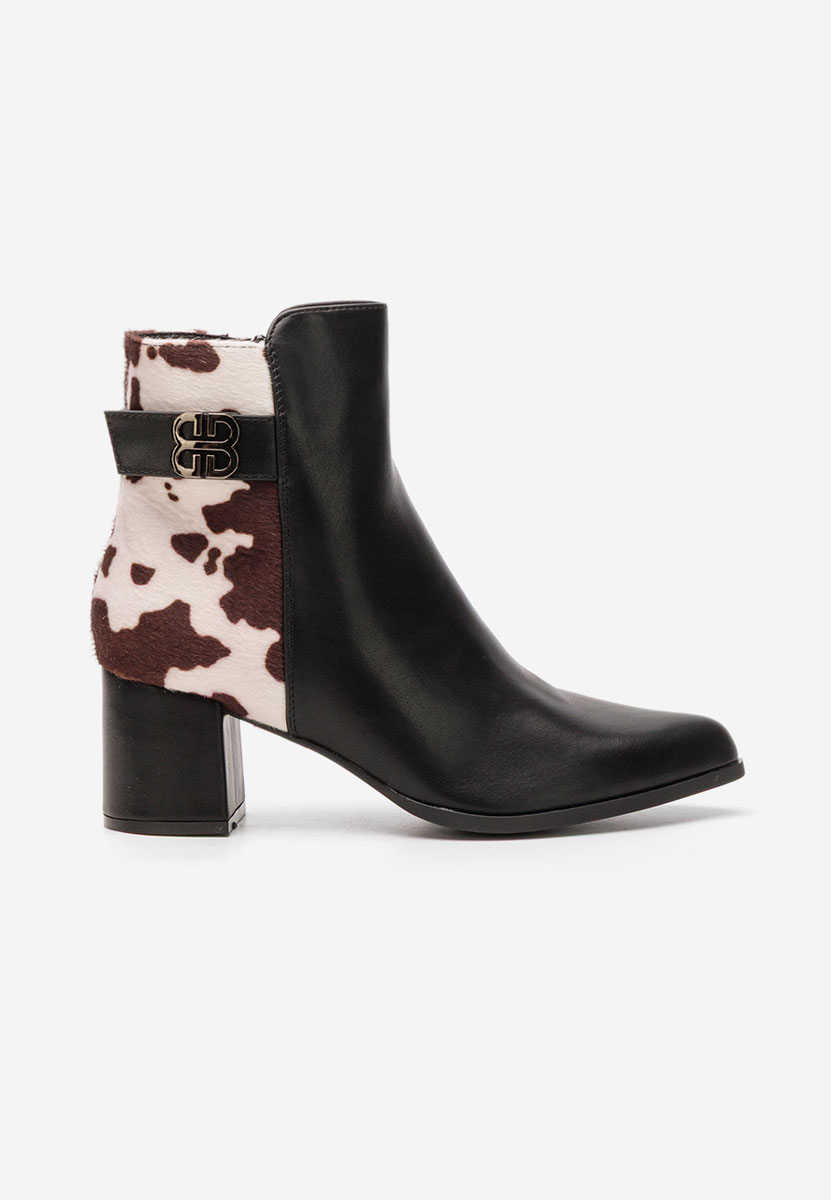 Černé kotníkové boty na podpatku Marivora