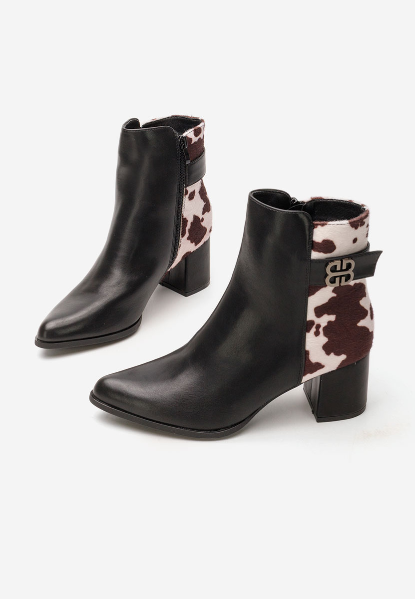 Černé kotníkové boty na podpatku Marivora