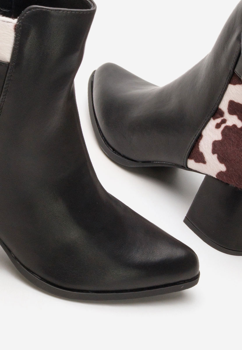 Černé kotníkové boty na podpatku Marivora
