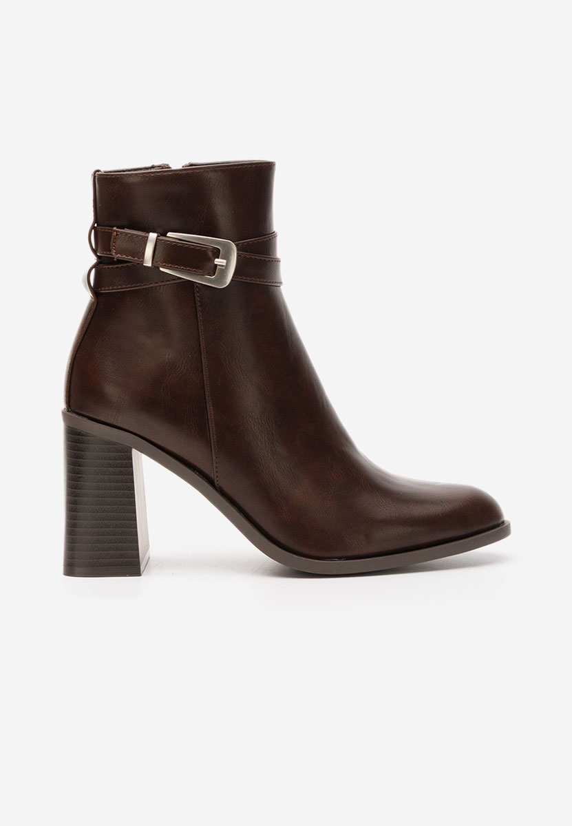 Hnedé kotníkové boty na podpatku Reica