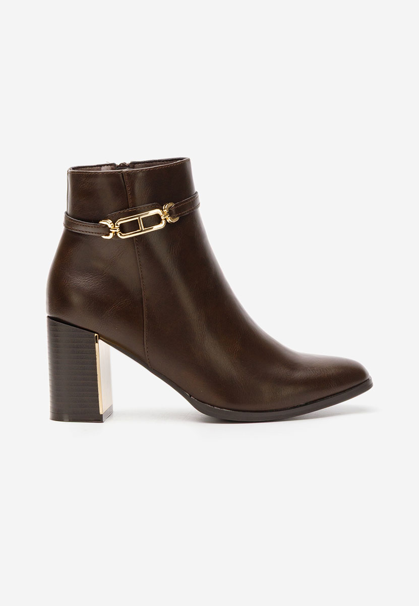 Hnedé kotníkové boty na podpatku Arletta Hnedé kotníkové boty na podpatku Arletta