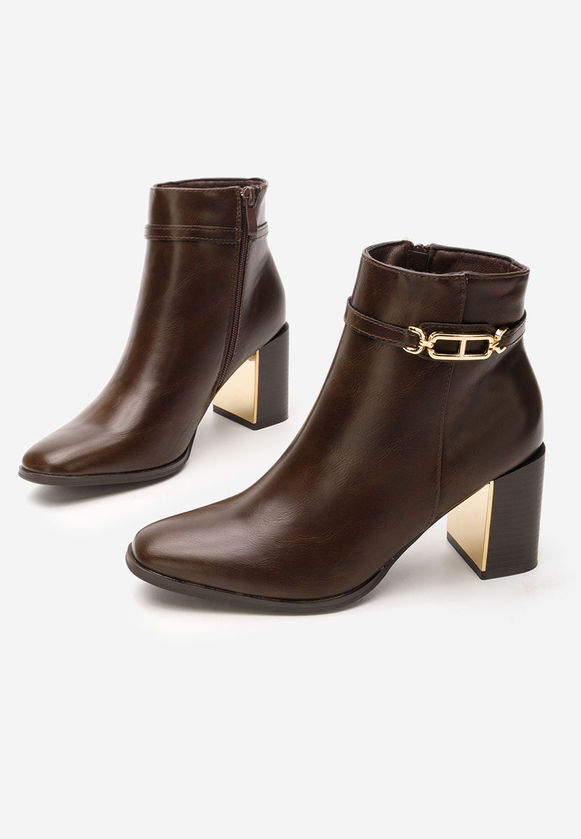 Hnedé kotníkové boty na podpatku Arletta Hnedé kotníkové boty na podpatku Arletta
