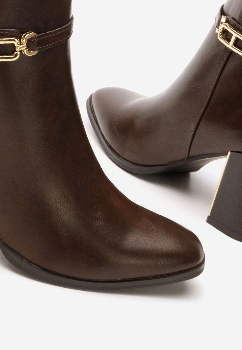 Hnedé kotníkové boty na podpatku Arletta Hnedé kotníkové boty na podpatku Arletta