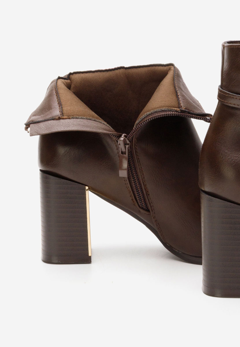 Hnedé kotníkové boty na podpatku Arletta Hnedé kotníkové boty na podpatku Arletta