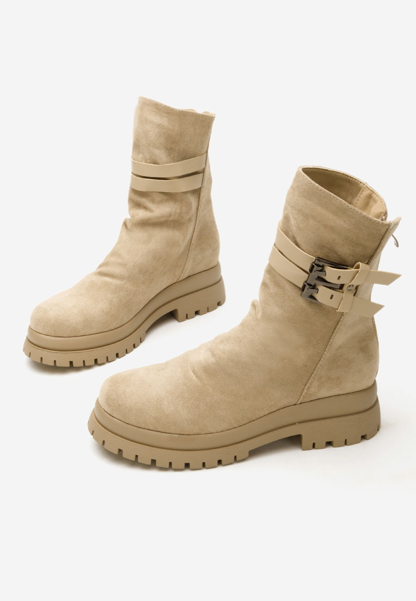Khaki dámské polokozačky Semika